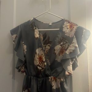 Floral deep v romper